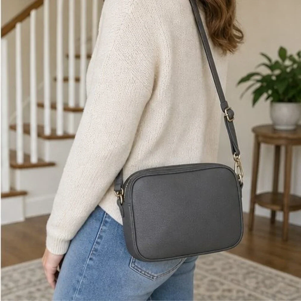 Tan Pebbled Crossbody Bag